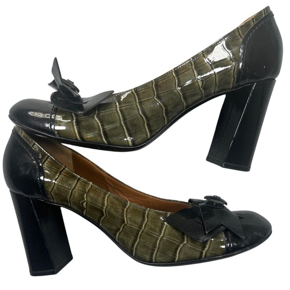 Marc by Marc Jacobs Pumps Bow Croc Leather Block Heel 39 Archival Vintage - Picture 4 of 12